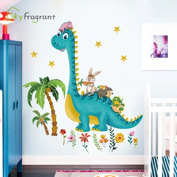 Animacinių filmų dinozaurų bičiuliai, sienų lipdukai, lipnios namų dekoro vaikų kambario dekoravimo, kūdikių miegamojo puošimas mielas modelis lipdukas
