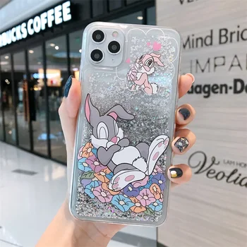 Animacinių filmų Mielas vaivorykštė Bugs Bunny rabbit Blizgučiai Dreni Minkštas telefono dėklas skirtas iPhone 11 Pro X XS Max 12 mini XR 7 8 plius Padengti