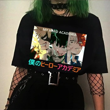 Anime Shoto Todoroki Mano Herojus Akademinės Bendruomenės Bakugou Deku T-Shirt Grafikos Marškinėlius Moterų Streetwear Marškinėliai