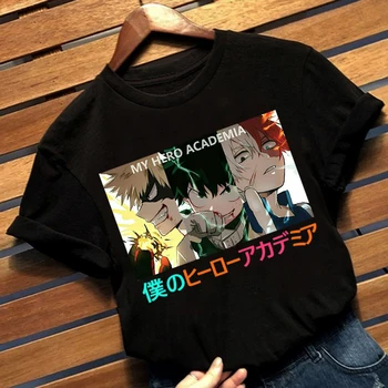 Anime Shoto Todoroki Mano Herojus Akademinės Bendruomenės Bakugou Deku T-Shirt Grafikos Marškinėlius Moterų Streetwear Marškinėliai