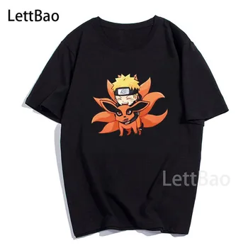 Anime trumparankoviai marškinėliai Naruto Unisex Atsitiktinis Print T-shirt Naruto Vasaros Mados Streetwear Negabaritinių Marškinėliai Viršuje Didelio Dydžio