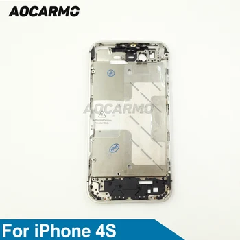 Aocarmo Metalo Sidabro Viduryje Kadro Bezel Būsto Plokštė Lenta Su Baterija Lipdukas iPhone 4S
