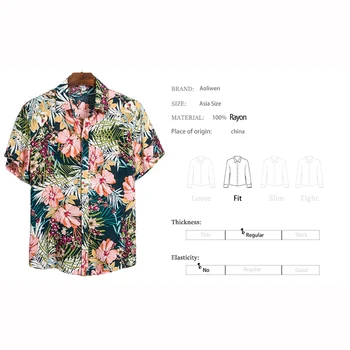 Aoliwen prekės vasarą geriausia pardavimo vyriški paplūdimio marškinėliai trumpomis rankovėmis gėlių laisvi, laisvi marškinėliai Havajų susiuvimo spalvinga fantazijos