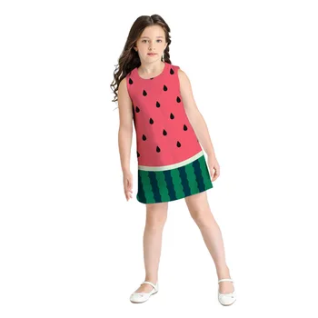 Arbūzų, ananasų modelis Vaikams, Cartoon Vaikų Spalvos 3d printed dress mergaitė Cute girl vasaros sijonas