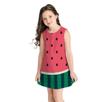 Arbūzų, ananasų modelis Vaikams, Cartoon Vaikų Spalvos 3d printed dress mergaitė Cute girl vasaros sijonas
