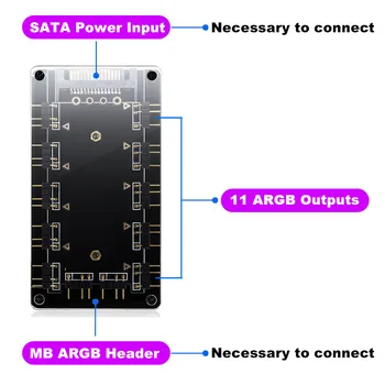 ARGB Hub 5V 3Pin SYNC 11 Uostus Splitter Magnetinio Lygiosios & PMMA Atveju w/ ilginamojo Laido Adapteris LED Šviesos Juostelės PC RGB, Ventiliatorius AURA