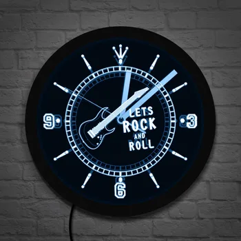 Arkliukas Gitara LED Apšviesta Siena Žiūrėti Rock n Roll Neon Poveikis Sieninis Laikrodis Muzikos Studija Kambarys Pub Baras Sienos Meno Šviesos Sieninis Laikrodis