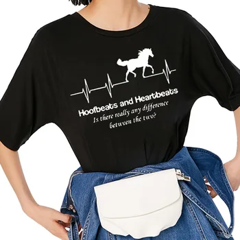 Arklių Širdies Harajuku Marškinėliai Juokinga T-shirt Moterims, Drabužiai Atsitiktinis trumpomis Rankovėmis Viršūnes Trišakiai Plius Dydis