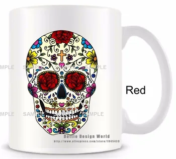 Asmeninį Meksikos Cukraus kaukolės Dieną Mirusiųjų juokinga naujiena kelionės Keramikos puodelis baltos kavos, arbatos puodelis puodelis Užsakymą Gimtadienio dovanos