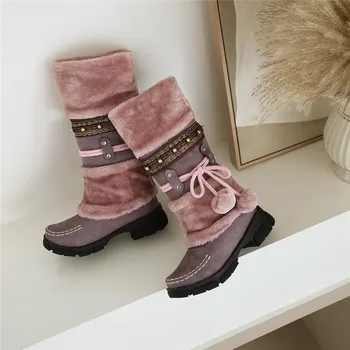 ASUMER 2020 naujas atvykti karšto pardavimo sniego batai moterims, žiemos batai pulko, suapvalinti tne išlaikyti šiltas laisvalaikio bateliai moteris vidurio blauzdos batai