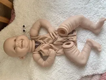 Atgimsta Lėlės Rinkinys Smiley Veido 22inch Silikono Vinilo Reborn Baby Lėlės Pelėsių Priedai Suede Audinio Organas Akis