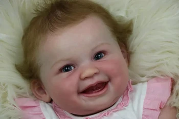 Atgimsta Lėlės Rinkinys Smiley Veido 22inch Silikono Vinilo Reborn Baby Lėlės Pelėsių Priedai Suede Audinio Organas Akis