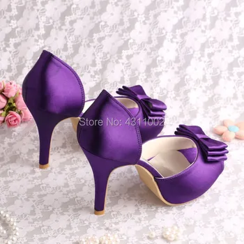 Atidaryti Tne Proga Batai Moterų Aukšto Kulno Violetinė Bridesmaid, platforminiai Batai