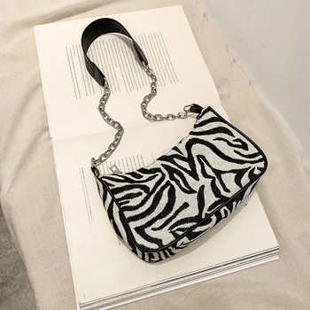 Atsitiktinis Zebra Modelis Grandinės Rankinės Šviesą Moterų Pečių Krepšys Mados Ponios Rankinėje Moteris Crossbody Krepšiai
