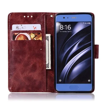 Atveju Xiaomi Mi6 Flip cover telefono krepšiai fundas už xiaomi mi 6 m6 6 PU odos Vintage kortelės lizdas Stovi Minkštas atveju kimTHmall