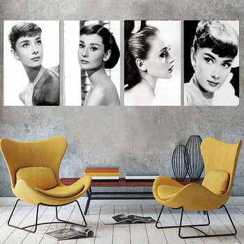 Audrey Hepburn namų plakatas namų dekoro Šiaurės drobė, tapyba, piešiniai ir grafika mergaičių miegamasis ryškus lady meno