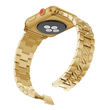 Aukso/Juoda Plieno Diamond Diržu, Apple Watch Band 44/40MM 38/42MM Mergaičių/Moterų Mados Apyrankė iWatch Serijos SE 6 5 4 3 2