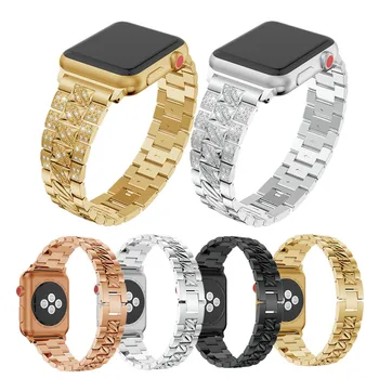 Aukso/Juoda Plieno Diamond Diržu, Apple Watch Band 44/40MM 38/42MM Mergaičių/Moterų Mados Apyrankė iWatch Serijos SE 6 5 4 3 2
