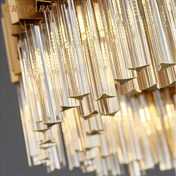 Aukso Rėmo Šiuolaikinės Liustra Apšvietimo LED Kristalų Prabanga Stačiakampio formos Kabo Lempa Art Deco Home Gyvenamasis Kambarys su Virtuvės Sala Viešbutyje