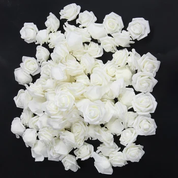 Aukštos Kokybės 100vnt / maišas 6cm Putų Rose Vadovai Dirbtinių Gėlių Vadovai Vestuvių Dekoravimas(pieno balta)