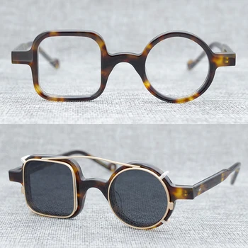 Aukštos kokybės acetatas akiniai, originalus Japonų Rankų darbo rėmeliai, menininko papuoštas asimetriškas dizainas akinius clip-on akiniai