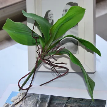 Aukštos kokybės Dirbtinių gėlių, Orchidėjų lapai PU klijavimo tekstūros lapai 