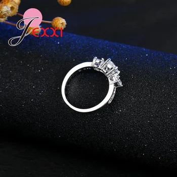 Aukštos Kokybės Sužadėtuvių Žiedas Crystal Vestuviniai Žiedai 925 Sterlingas Sidabro Žiedai Su Blizga CZ Papuošalai Moterims Šalis