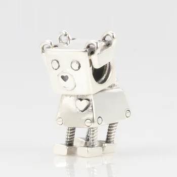 Autentiškas 925 Sterlingas Sidabro Karoliukai Naujas Šuo Bobi Mados Robotas Šuo Duobute Tinka Originalus Pandora Apyrankės Moterims 