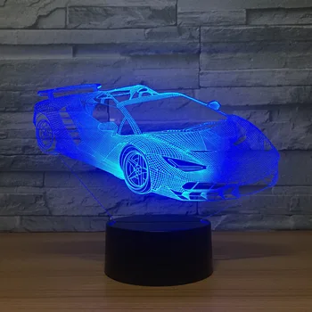 Automobilių sporto 3d Lempa 7 Spalvų LED Naktį Žibintai Vaikams Touch Led Usb Lentelė Lampara Lampe Kūdikis Miega Gimtadienio Dovana Lašas Laivybos