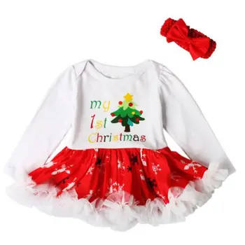 Baby Girl Drabužiai 2018 Santa Kalėdų Suknelė Mergaitėms Žiemos Sniego Šventė Vaikams Drabužių Kalėdos Šalis Tiulio Vaikai Kostiumas