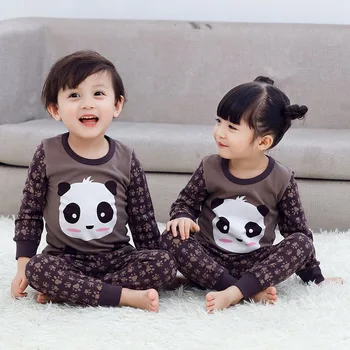 Baby Kūdikių Pižama Animacinių filmų Panda Pižamos Vaikams Sleepwear 2VNT ilgomis rankovėmis Pijamas Berniukų, Mergaičių ir Vaikų Pižama Drabužių Rinkinys