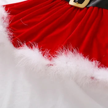 Baby Princess Kalėdų Komplektai, Ilgomis Rankovėmis, O-Kaklo Vilnos Raudona Tutu Suknelė Bamblys Merginos Aukštos Juosmens, Nugaros Užtrauktukas Šalis Suknelė