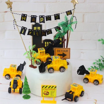Baby shower automobilių ekskavatorių pyragas apdaila apstatymo Reikmenys kablys mašina automobilio modelio, sunkvežimių, buldozerių tortas topper топпер свечи