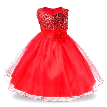 Baby Vaikų Girl Dress 2020 Vaikai Ceremonijos Šalies Vasaros Princesė Vestuvės dress blizgančiais Rankovių Mergaičių Drabužiai