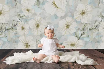 Balta Gėlė Naujagimių Fonas Fotografijai Baby Shower Gimtadienio Foto Šeimų Vaikams Backdrops Studija