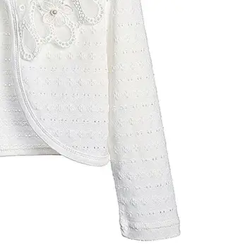 Bamblys Vaikams Baby Girl Megzti Megztinis Kailis Long Sleeve Top Outwear Nėrinių Pynimas Apvalios Apykaklės Medvilnės, Paltai
