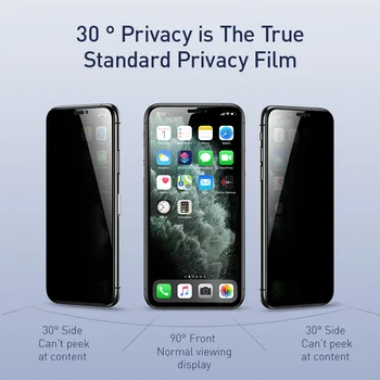 Baseus 0,25 mm Screen Protector, iPhone, 11 Pro Max Privatumo Apsaugos Visiškai Padengti Grūdinto Stiklo Plėvelė iPhone Xs Max Xr X