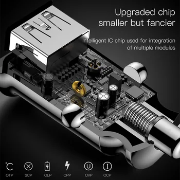 Baseus Dvigubas USB Automobilinis Įkroviklis 3.1 Greitas Automobilių Apmokestinimo Auto Mokestis Adapteris, Skirtas 