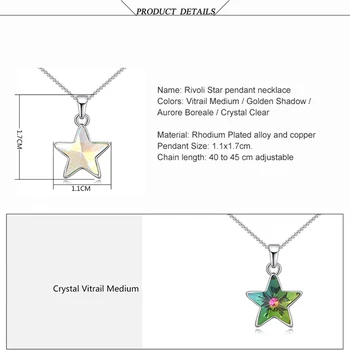 BeBella rivoli star pentagram karoliai pakabukas su Kristalais iš Swarovski mados juvelyrika dovana moterims, merginos Kalėdų