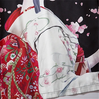 Bebovizi Moterų Japonų Anime Kimono Tradicinis Megztinis Vyrams Harajuku Streetwear Vyšnių Žiedų Kostiumas Yukata Vyrų Haori Obi