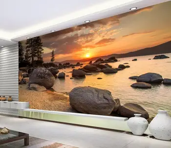 Beibehang Užsakymą tapetai, freskos marina reef saulėlydžio kraštovaizdžio fone, sienos, namo apdailos gyvenimo kambario, miegamasis 3d tapetai