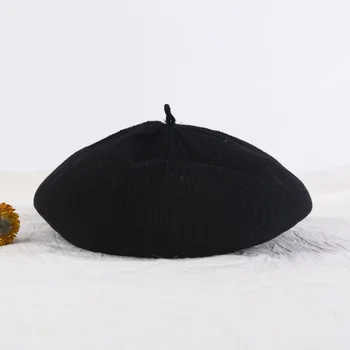 Beretė moterų skrybėlę Gryna spalva megztos medvilnės ir lino mados vyrų ir moterų pavasario ir vasaros meno tapytojas skrybėlę atsitiktinis