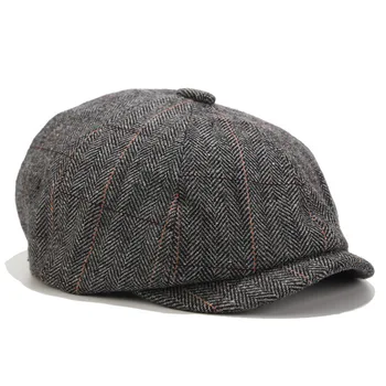 Beretė vyrų Britų derliaus tvido kepurė rudens ir žiemos naujas aštuoniakampis skrybėlę moterų lauko laisvalaikio dailininko Skrybėlę Banga prancūzijos beretė