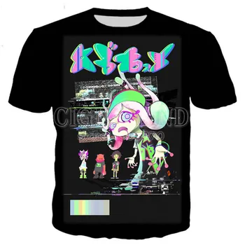 Berniukų ir mergaičių 3D atspausdintas T-shirt, hip-hop laisvalaikio drabužiai, vasaros atsitiktinis viršų, puikiai trumpomis rankovėmis