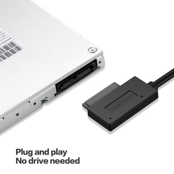 Besegad Portable USB 2.0 prie SATA 7 6 13Pin Adapteris Keitiklio Kabelį, Nešiojamas CD DVD ROM Optinis įrenginys Slimline Ratai
