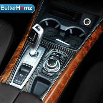 Betterhumz Interjero Anglies pluošto LHD Pavaros Valdymo Skydelio dangtelį Puodelio Laikiklis Rėmo Apdaila automobilio Lipdukas, Skirtas BMW X5 X6 E71 e70 
