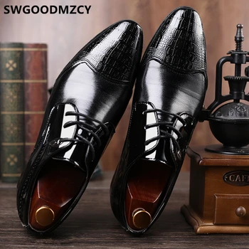 Biuro bateliai vyrai oficialus italų prekės ženklo elegantiškas batai, vyrams, Krokodilas, ruda suknelė Coiffeur prabangos dizaineris šalis, batai, vyrams, w