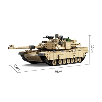 Biuro įranga 2in1 WW2 M1A2 ABRAMS MBT Karinis Tankas Statybinių Blokų Rinkinius Ginklas Tankų Patrankos Vežimą Plytų Žaislai Vaikams Dovanos