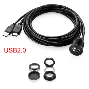 Bochara USB 2.0 USB 3.0+HDMI Suderinama ilgiklis Vyrų ir Moterų USB Flush Mount Skydelis prietaisų Skydelio Laidas Automobilį, Motociklą