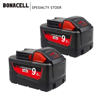 Bonacell 9000mAh 18V Priemonių Įkrovimo Bateriją Milwaukee M18 Baterija XC 48-11-1815 M18B2 M18B4 M18BX L70